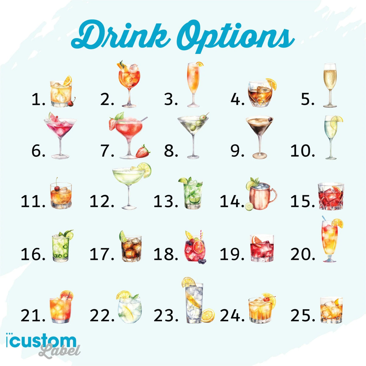 Large Drink Menu Wedding Bar Sign
