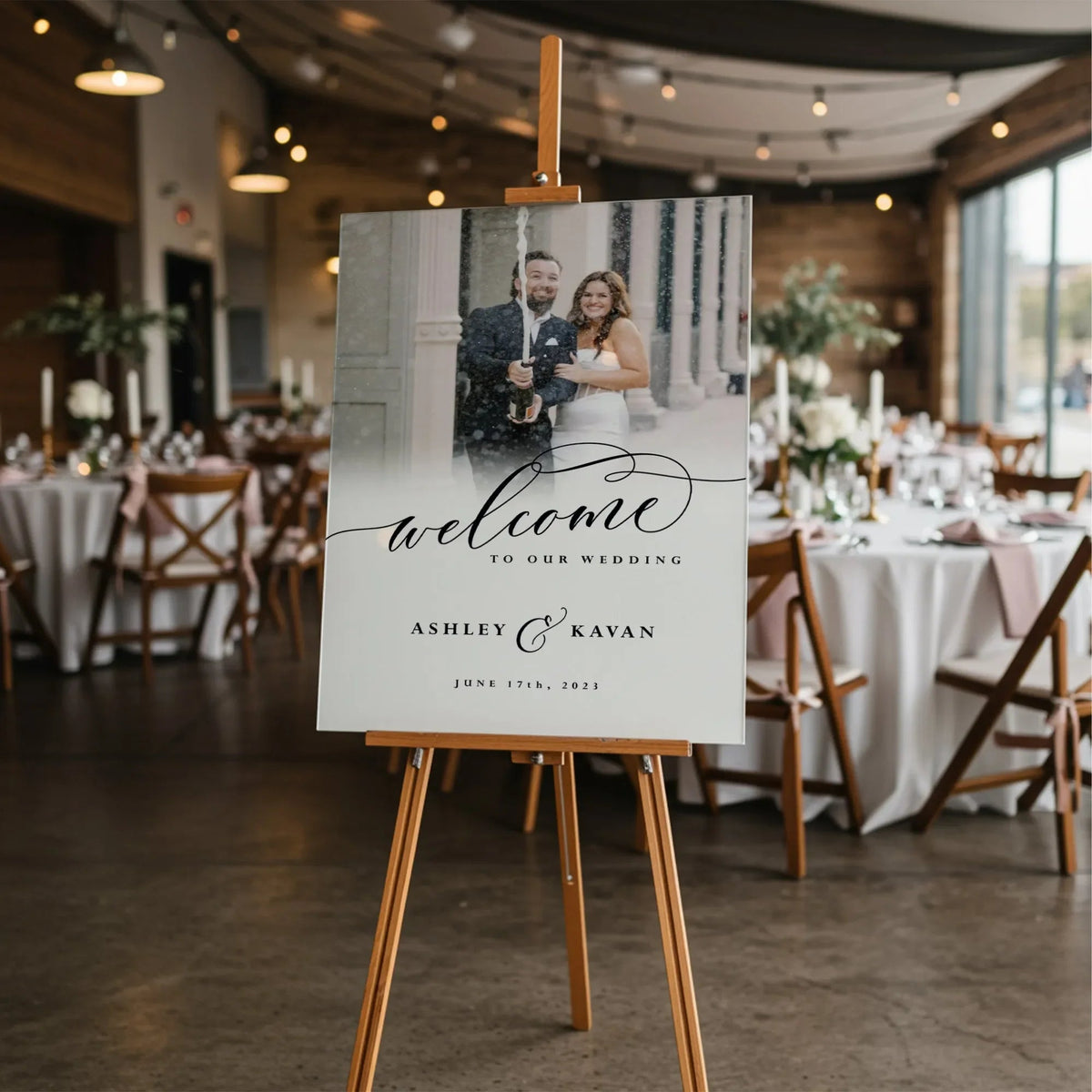 Script Photo Wedding Welcome Sign