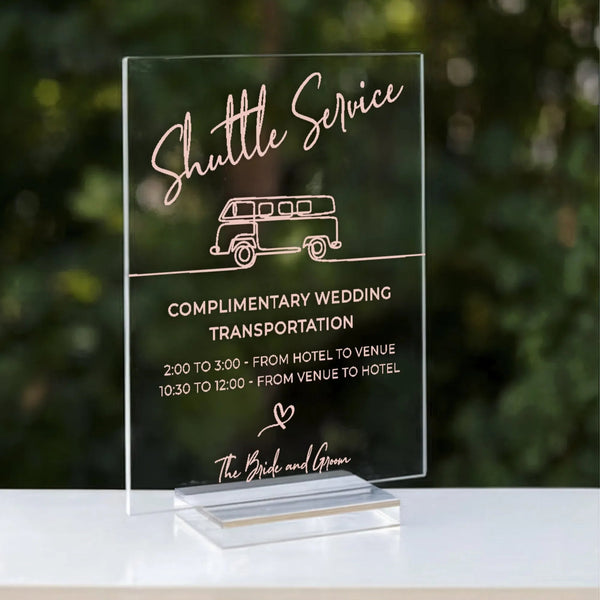 Shuttle Service Wedding Table Sign