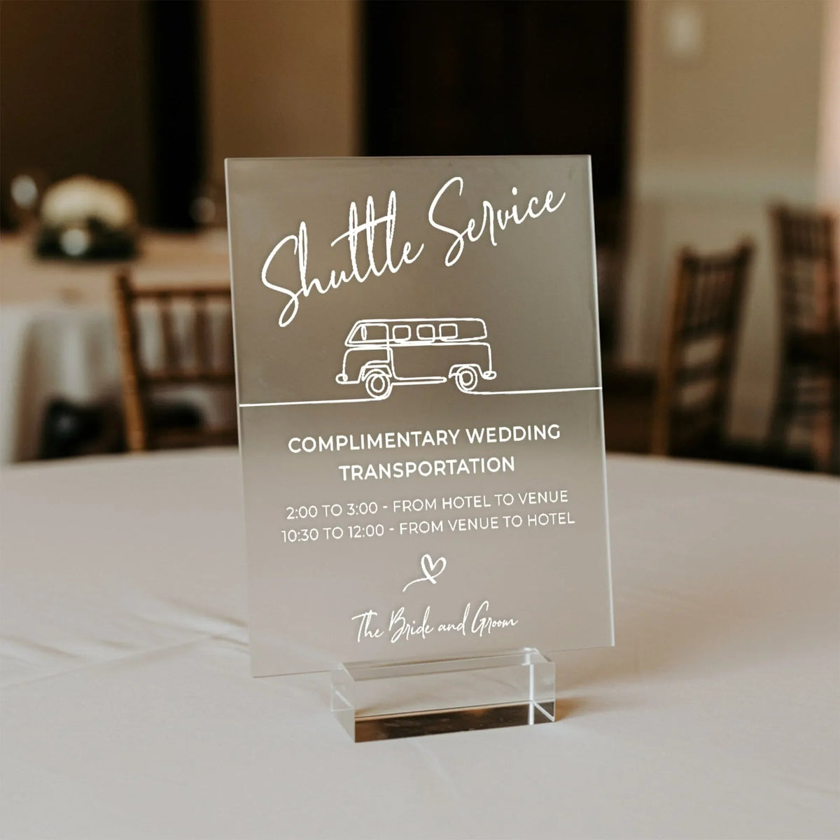 Shuttle Service Wedding Table Sign