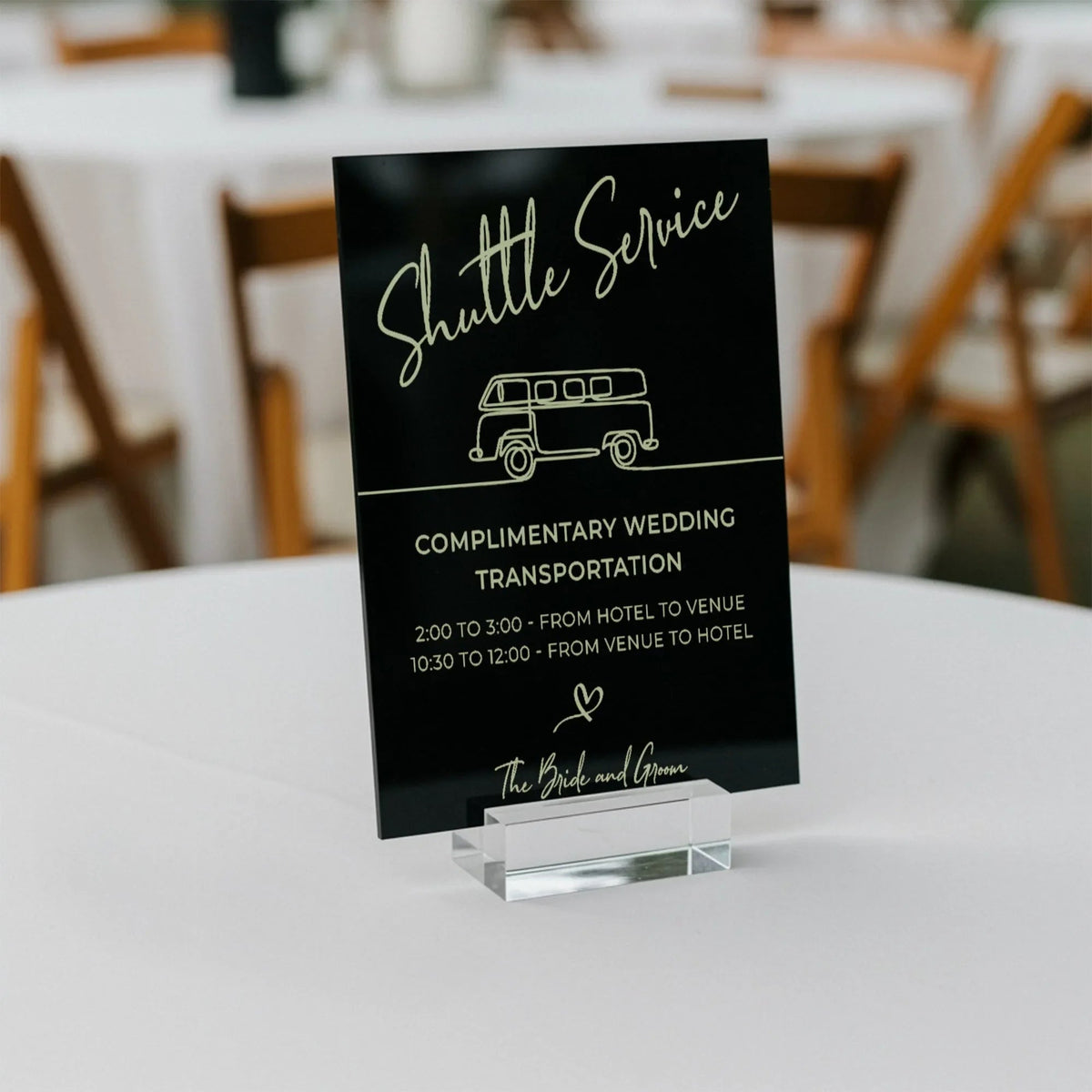 Shuttle Service Wedding Table Sign