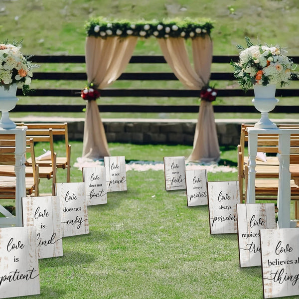 White Wood Corinthians Wedding Aisle Signs